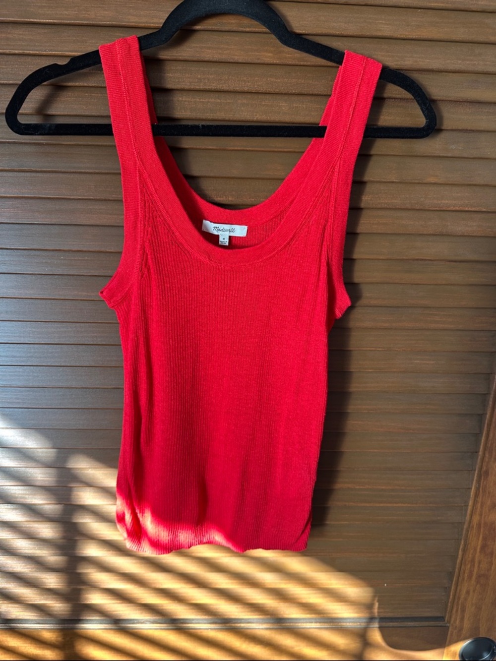 Madewell Bright Red Ribbed Tank - Sleeveless Knit
